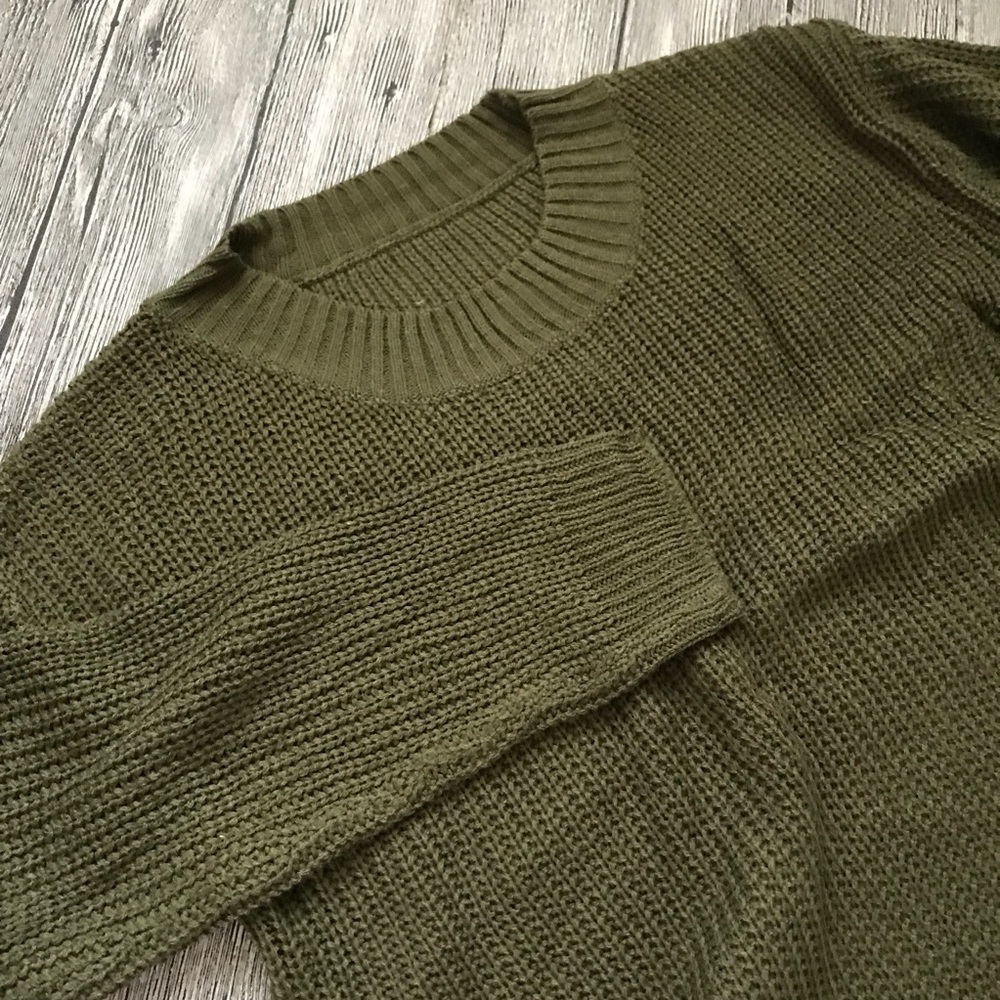 Sexy green long sleeve broken holes sweater dress - Picture 3 of 4